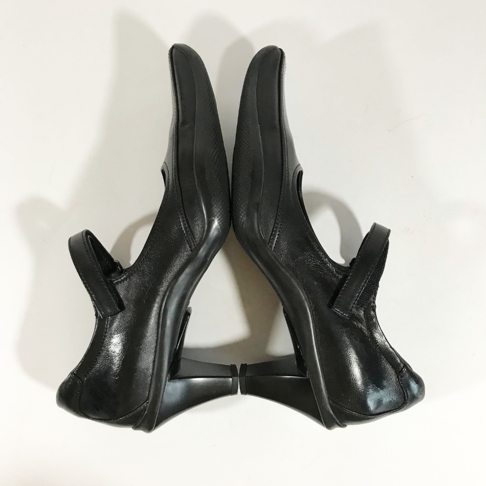 PRADA Black Leather Velcro Mary-Jane  Heels - Picture 3 of 6